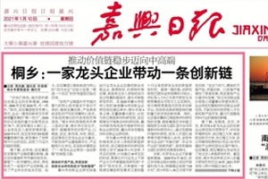 嘉興日報頭版頭條點贊！桐鄉(xiāng)：一家龍頭企業(yè)帶動一條創(chuàng)新鏈